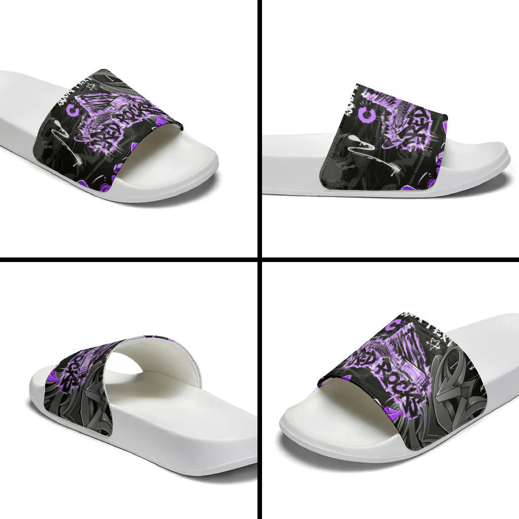 Personalized Colorado Aspen Snowmass Red Rocks Slide Sandals Urban Graffiti Paint Splatter Street Art