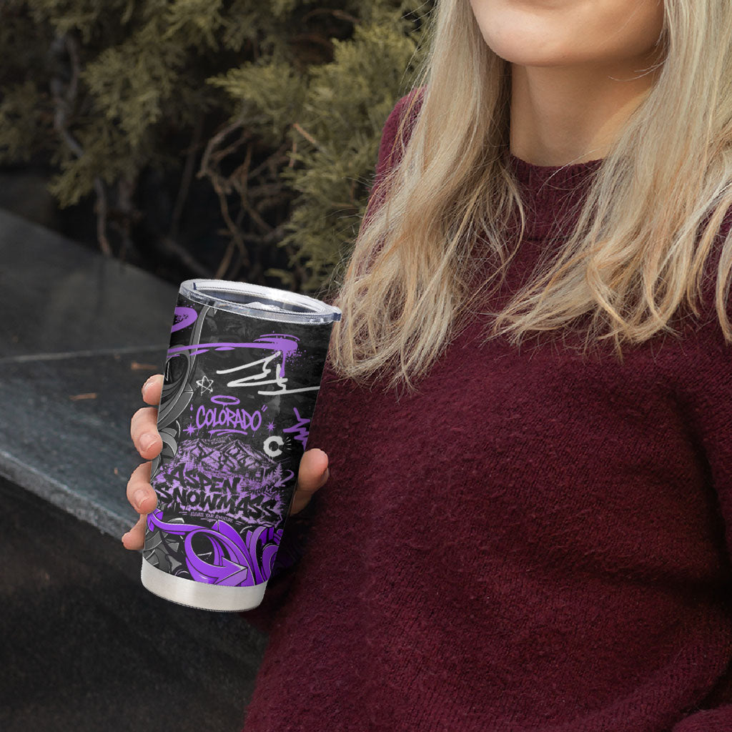 Personalized Colorado Aspen Snowmass Red Rocks Tumbler Cup Urban Graffiti Paint Splatter Street Art