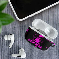 Pink Paint Splatter Design AirPods Case with Bowling Graphic and Custom Team Name Text - Wonder Print Shop