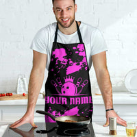 Pink Paint Splatter Design Apron with Bowling Graphic and Custom Team Name Text - Wonder Print Shop