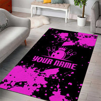 Pink Paint Splatter Design Area Rug with Bowling Graphic and Custom Team Name Text - Wonder Print Shop