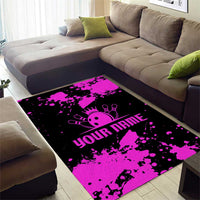 Pink Paint Splatter Design Area Rug with Bowling Graphic and Custom Team Name Text - Wonder Print Shop
