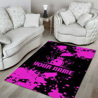 Pink Paint Splatter Design Area Rug with Bowling Graphic and Custom Team Name Text - Wonder Print Shop
