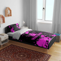 Pink Paint Splatter Design Bedding Set with Bowling Graphic and Custom Team Name Text - Wonder Print Shop