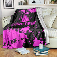 Pink Paint Splatter Design Blanket with Bowling Graphic and Custom Team Name Text - Wonder Print Shop