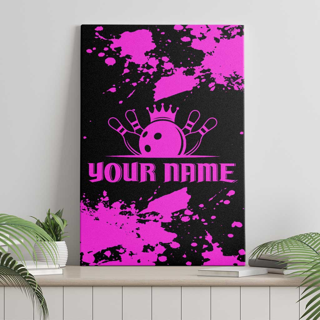 Pink Paint Splatter Design Canvas Wall Art with Bowling Graphic and Custom Team Name Text - Wonder Print Shop