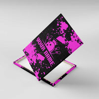 Pink Paint Splatter Design Canvas Wall Art with Bowling Graphic and Custom Team Name Text - Wonder Print Shop