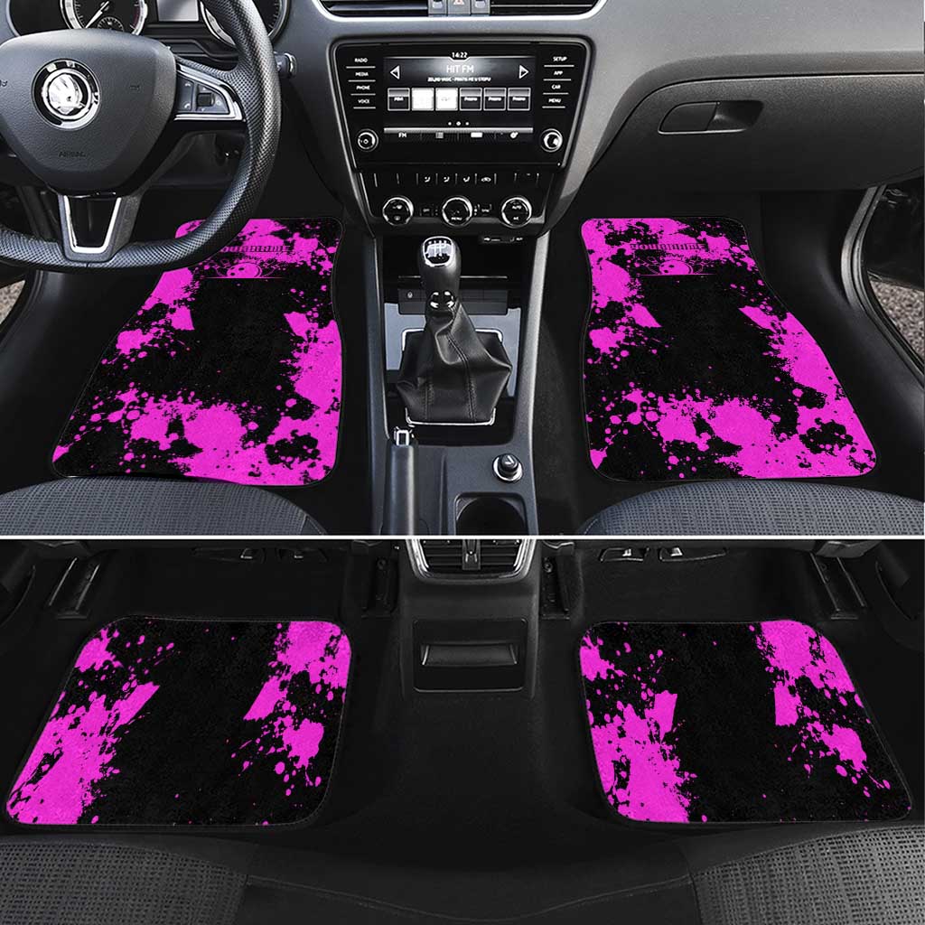Pink Paint Splatter Design Car Mats with Bowling Graphic and Custom Team Name Text - Wonder Print Shop