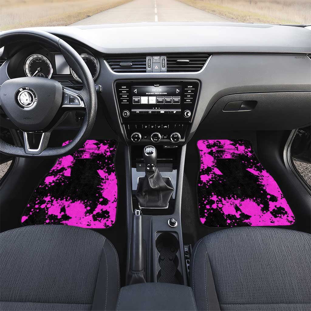 Pink Paint Splatter Design Car Mats with Bowling Graphic and Custom Team Name Text - Wonder Print Shop
