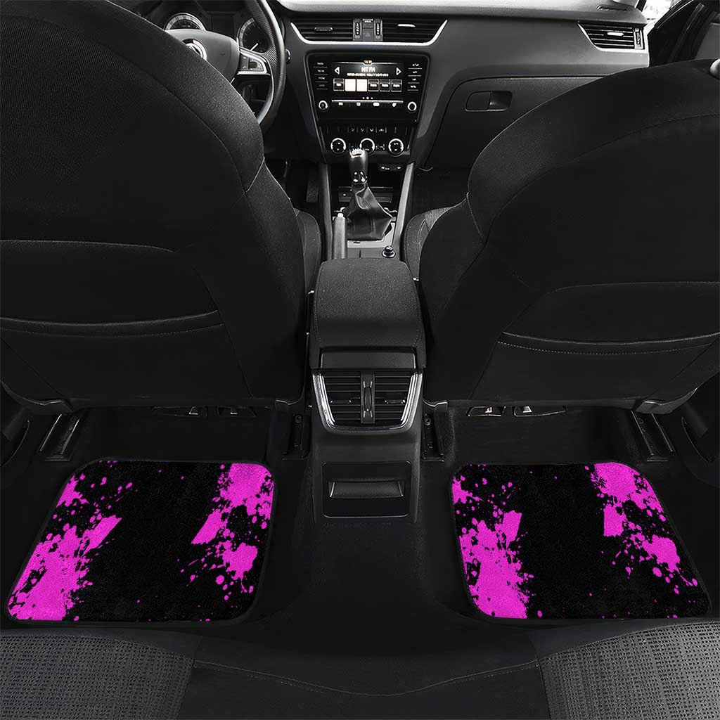 Pink Paint Splatter Design Car Mats with Bowling Graphic and Custom Team Name Text - Wonder Print Shop