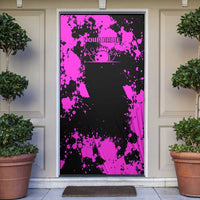 Pink Paint Splatter Design Door Cover with Bowling Graphic and Custom Team Name Text - Wonder Print Shop