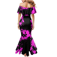 Pink Paint Splatter Design Mermaid Dress with Bowling Graphic and Custom Team Name Text - Wonder Print Shop