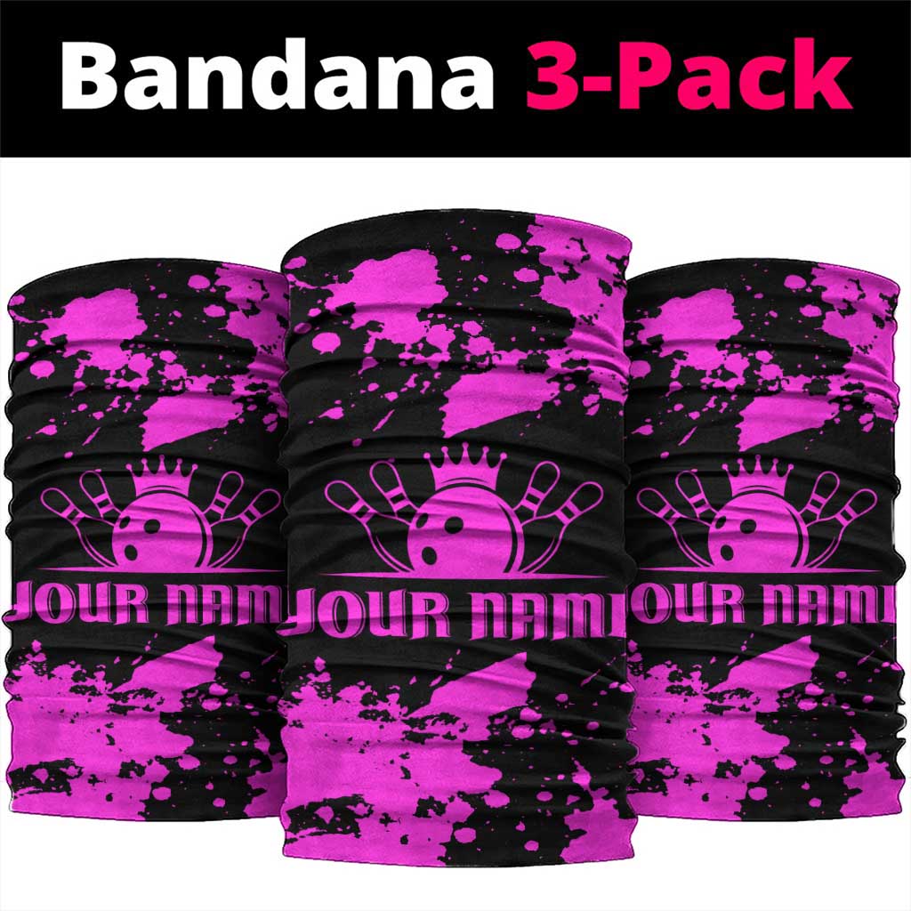 Pink Paint Splatter Design Neck Gaiter with Bowling Graphic TS04