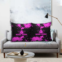Pink Paint Splatter Design Pillow Cover with Bowling Graphic and Custom Team Name Text - Wonder Print Shop