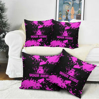 Pink Paint Splatter Design Pillow Cover with Bowling Graphic and Custom Team Name Text - Wonder Print Shop
