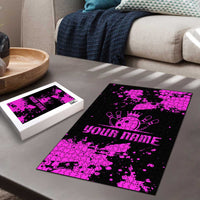 Pink Paint Splatter Design Puzzle with Bowling Graphic and Custom Team Name Text - Wonder Print Shop