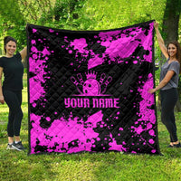Pink Paint Splatter Design Quilt with Bowling Graphic and Custom Team Name Text - Wonder Print Shop