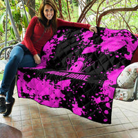 Pink Paint Splatter Design Quilt with Bowling Graphic and Custom Team Name Text - Wonder Print Shop