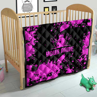 Pink Paint Splatter Design Quilt with Bowling Graphic and Custom Team Name Text - Wonder Print Shop