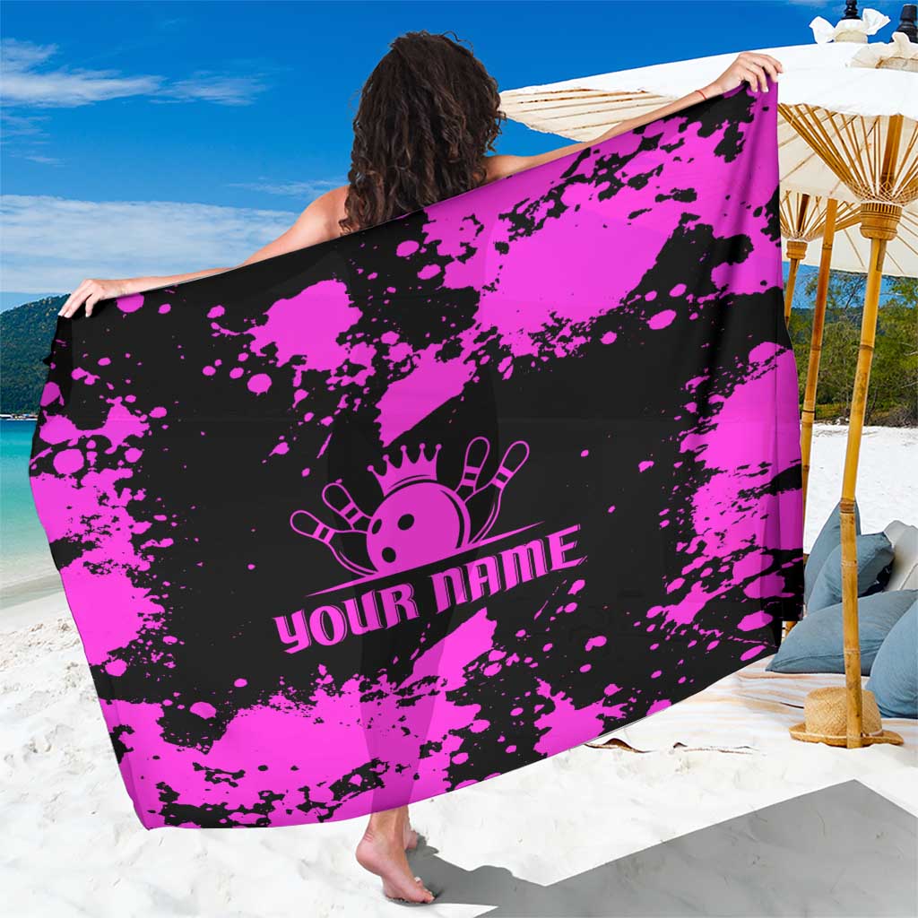 Pink Paint Splatter Design Sarong with Bowling Graphic and Custom Team Name Text - Wonder Print Shop
