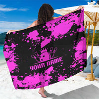 Pink Paint Splatter Design Sarong with Bowling Graphic and Custom Team Name Text - Wonder Print Shop