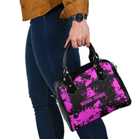 Pink Paint Splatter Design Shoulder Handbag with Bowling Graphic and Custom Team Name Text - Wonder Print Shop