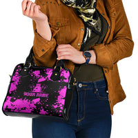 Pink Paint Splatter Design Shoulder Handbag with Bowling Graphic and Custom Team Name Text - Wonder Print Shop
