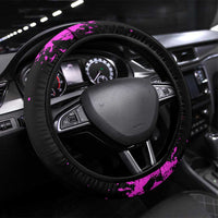 Pink Paint Splatter Design Steering Wheel Cover with Bowling Graphic - Wonder Print Shop