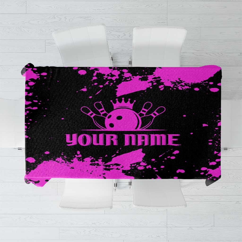 Pink Paint Splatter Design Tablecloth with Bowling Graphic and Custom Team Name Text - Wonder Print Shop