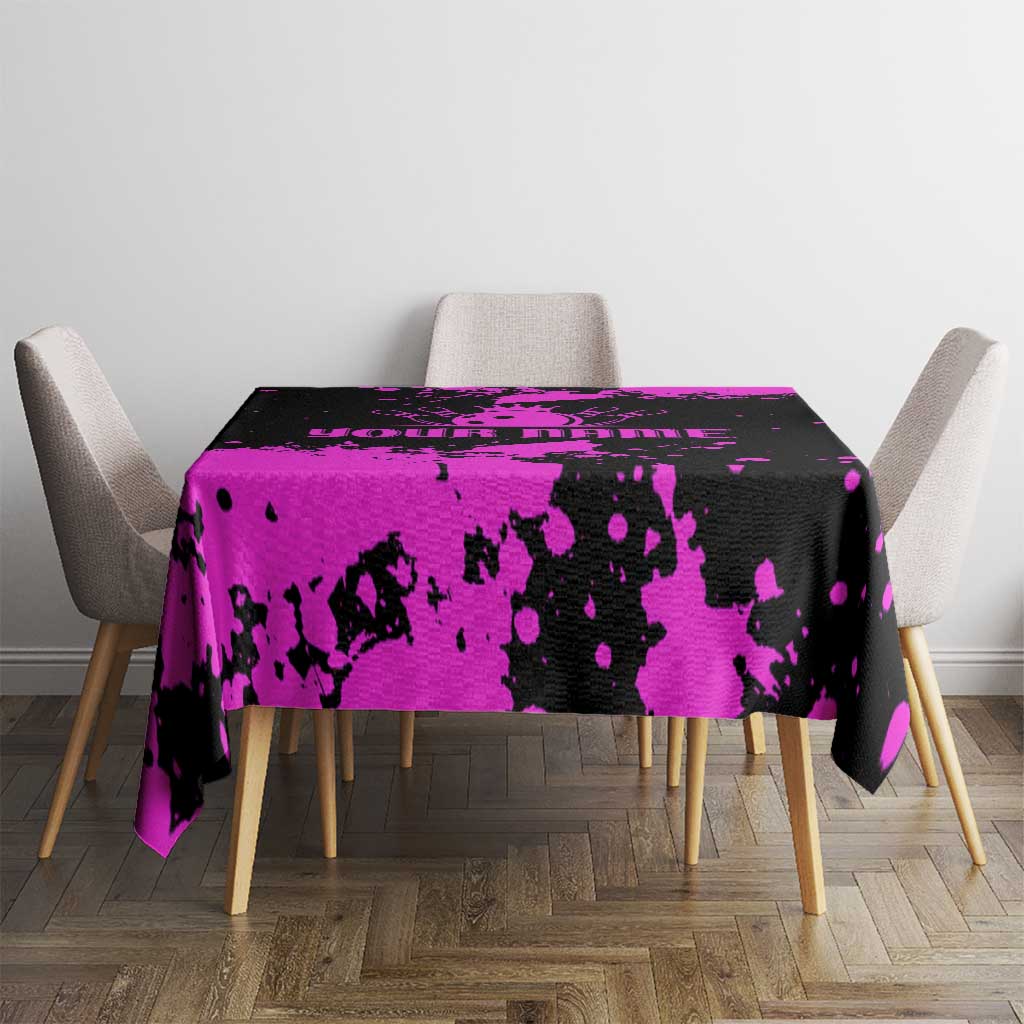 Pink Paint Splatter Design Tablecloth with Bowling Graphic and Custom Team Name Text - Wonder Print Shop