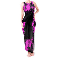 Pink Paint Splatter Design Tank Maxi Dress with Bowling Graphic and Custom Team Name Text - Wonder Print Shop