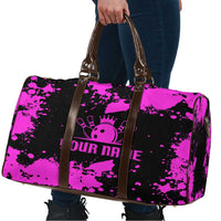 Pink Paint Splatter Design Travel Bag with Bowling Graphic and Custom Team Name Text - Wonder Print Shop
