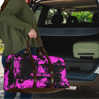 Pink Paint Splatter Design Travel Bag with Bowling Graphic and Custom Team Name Text - Wonder Print Shop