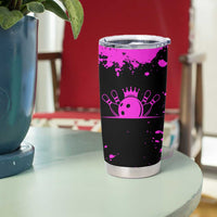 Pink Paint Splatter Design Tumbler Cup with Bowling Graphic and Custom Team Name Text - Wonder Print Shop
