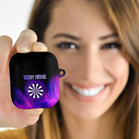 Dartboard and Darts AirPods Case with Purple Smoke Background and Custom Team Name - Wonder Print Shop
