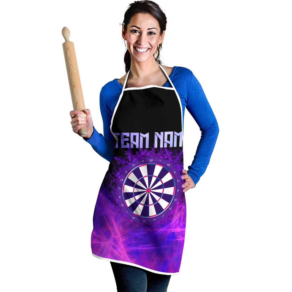 Dartboard and Darts Apron with Purple Smoke Background and Custom Team Name - Wonder Print Shop