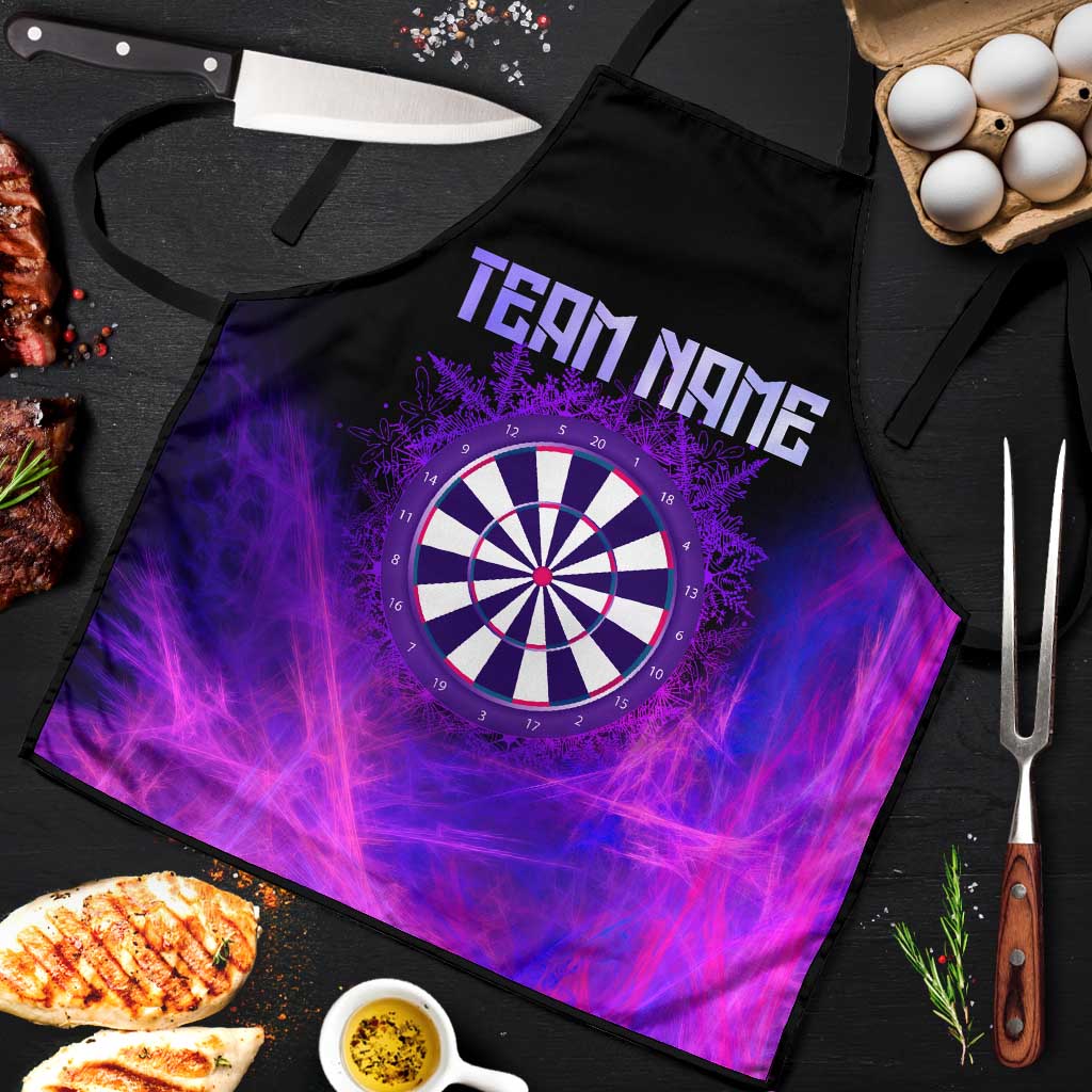 Dartboard and Darts Apron with Purple Smoke Background and Custom Team Name - Wonder Print Shop