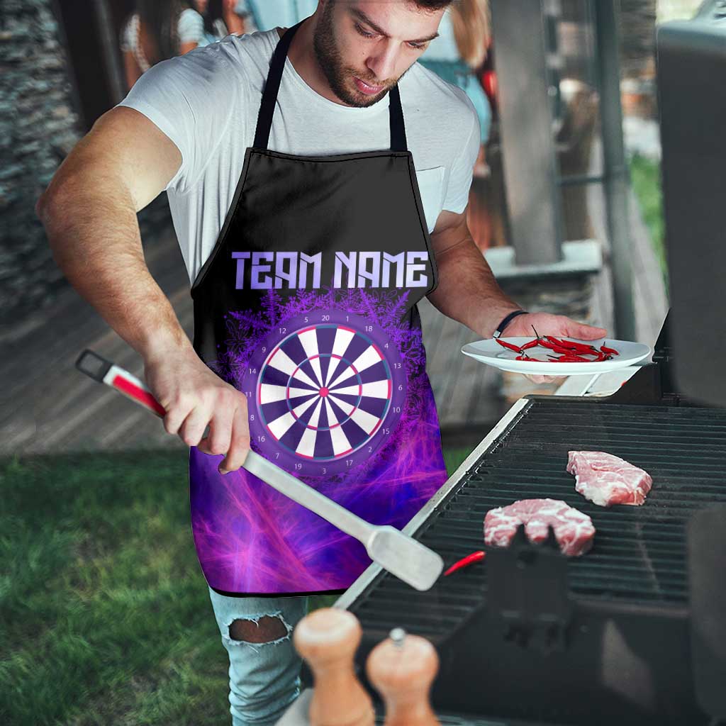 Dartboard and Darts Apron with Purple Smoke Background and Custom Team Name - Wonder Print Shop