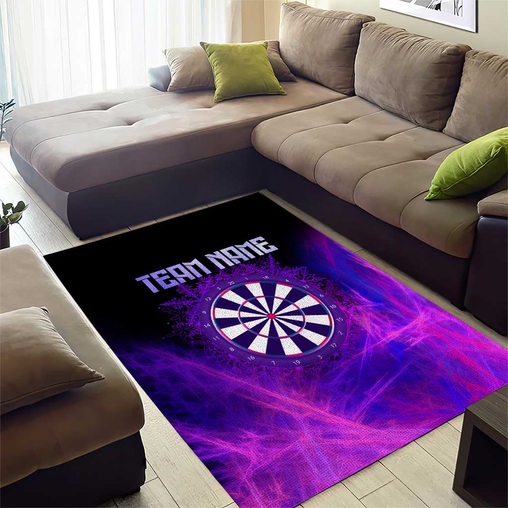 Dartboard and Darts Area Rug with Purple Smoke Background and Custom Team Name - Wonder Print Shop