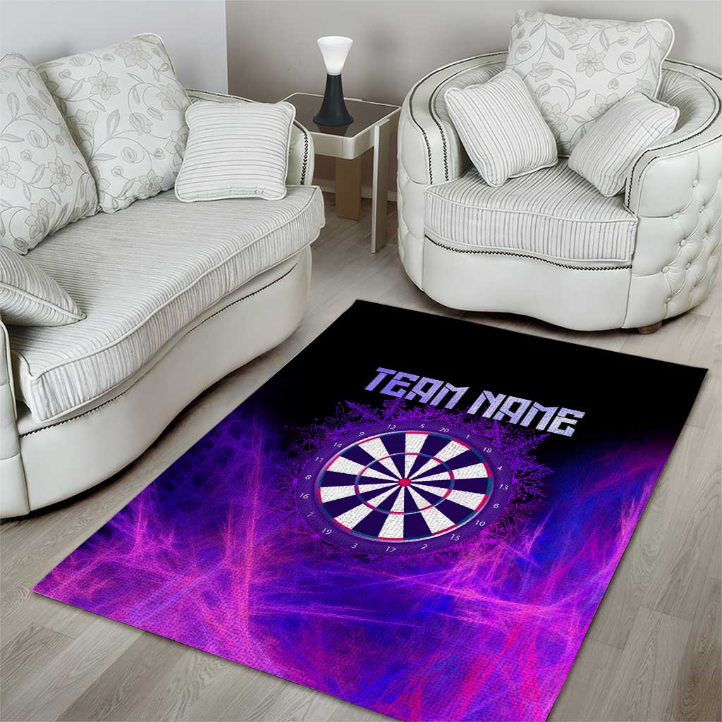 Dartboard and Darts Area Rug with Purple Smoke Background and Custom Team Name - Wonder Print Shop