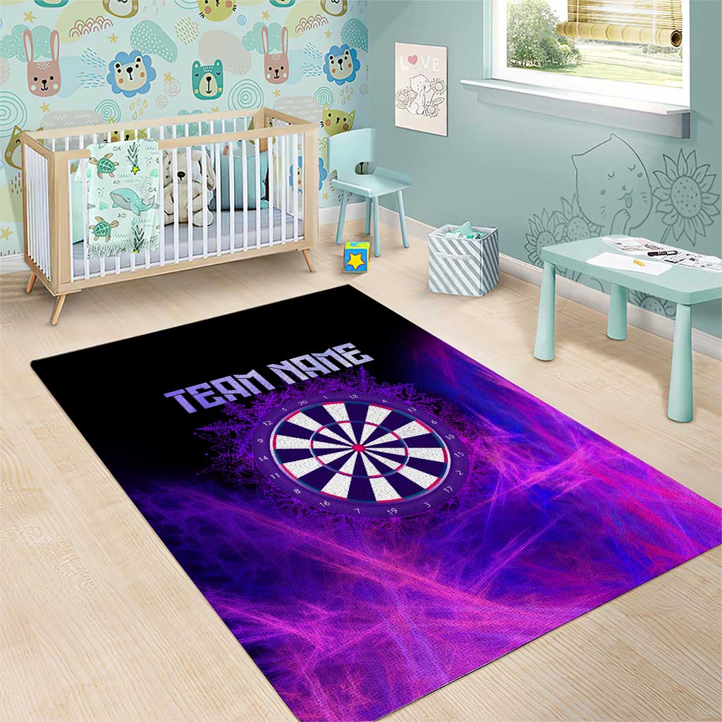 Dartboard and Darts Area Rug with Purple Smoke Background and Custom Team Name - Wonder Print Shop
