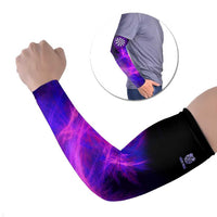 Dartboard and Darts Arm Sleeves with Purple Smoke Background and Custom Team Name - Wonder Print Shop