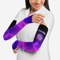 Dartboard and Darts Arm Sleeves with Purple Smoke Background and Custom Team Name - Wonder Print Shop