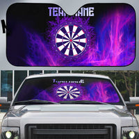 Dartboard and Darts Auto Sun Shade with Purple Smoke Background and Custom Team Name - Wonder Print Shop