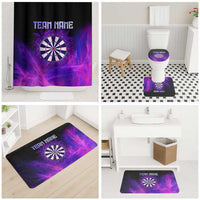 Dartboard and Darts Bathroom Set with Purple Smoke Background and Custom Team Name - Wonder Print Shop