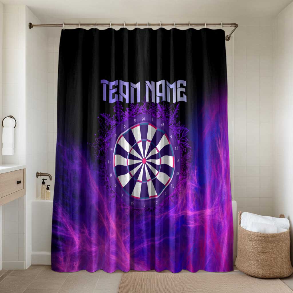 Dartboard and Darts Bathroom Set with Purple Smoke Background and Custom Team Name - Wonder Print Shop