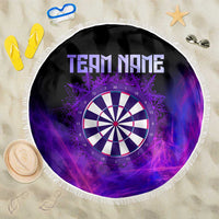 Dartboard and Darts Beach Blanket with Purple Smoke Background and Custom Team Name - Wonder Print Shop