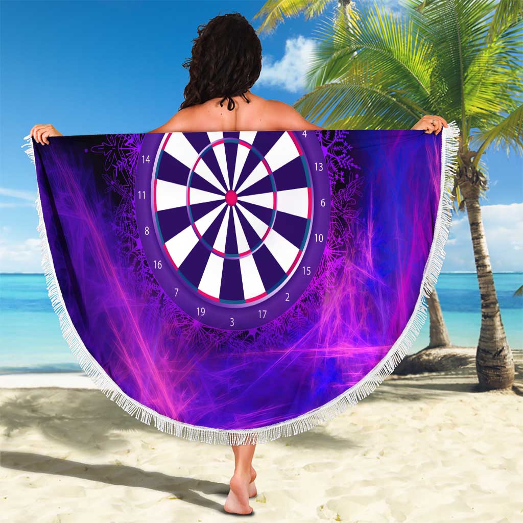 Dartboard and Darts Beach Blanket with Purple Smoke Background and Custom Team Name - Wonder Print Shop