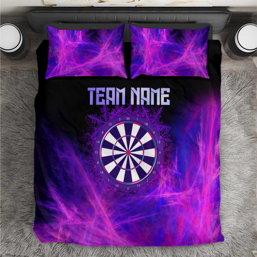 Dartboard and Darts Bedding Set with Purple Smoke Background and Custom Team Name - Wonder Print Shop