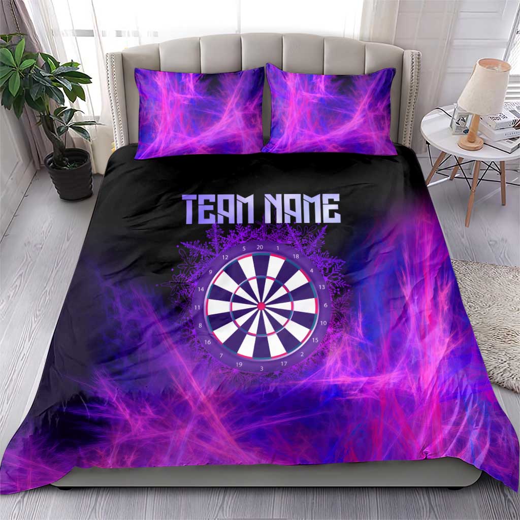 Dartboard and Darts Bedding Set with Purple Smoke Background and Custom Team Name - Wonder Print Shop